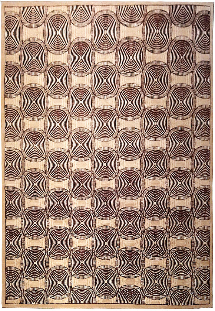 8 x 10 Beige Brown Black Modern Handmade Wool Rug #5407