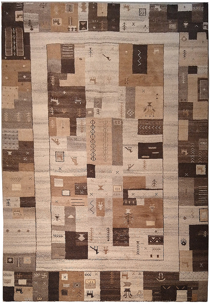 7 x 10 Gabbeh Wool Rug Brown Beige #5440