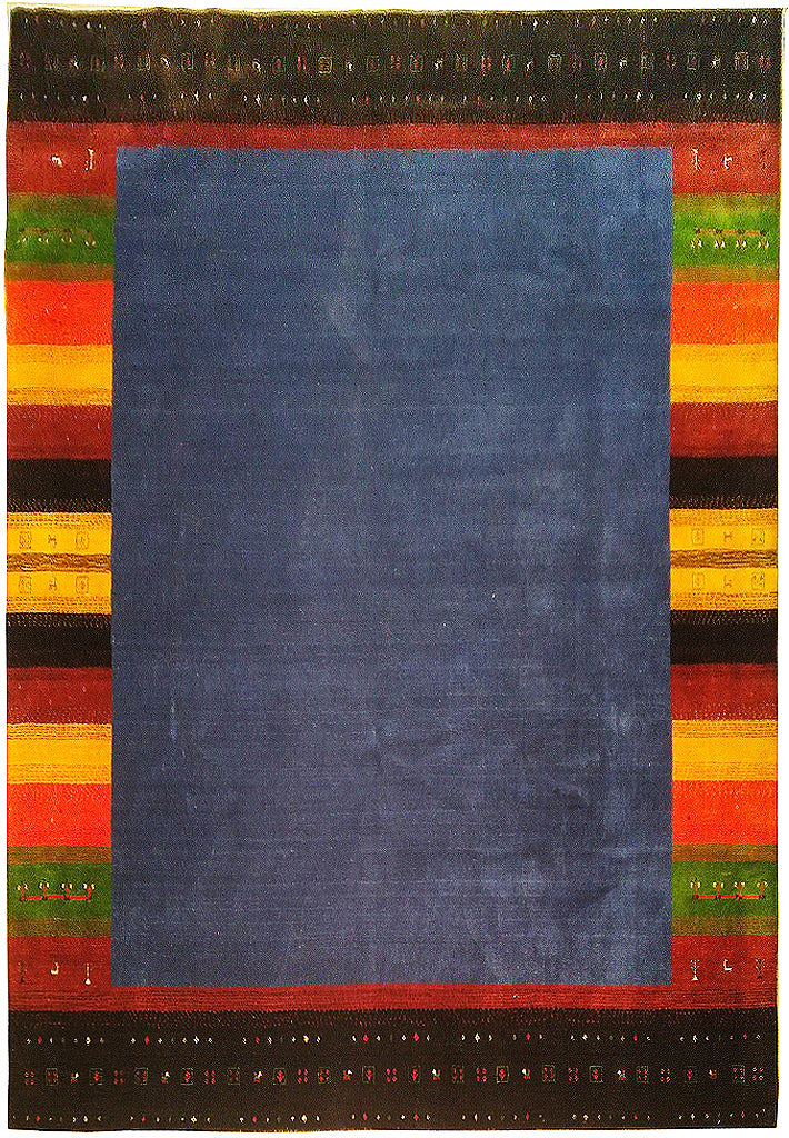 8' x 10' QUALITY GABBEH RUG HANDMADE INDIA Contemporary  BLUE RAINBOW  #5468