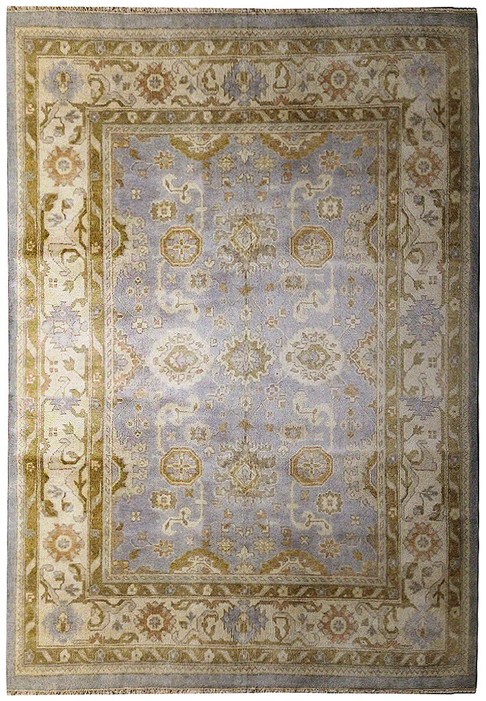 8.2 x 9.11 Light Blue Oushak Wool New Rug F-5524