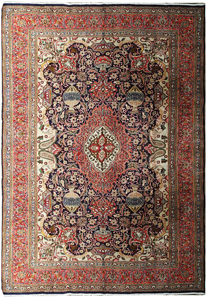 9.5 x 12.7 Persian Kashmar Rug- Navy BLue Exotic Pattern #F-5527
