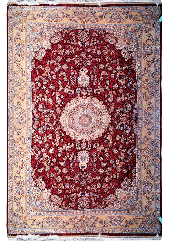 6.6 x 9.10 Burgundy Bamboo Silk Turkish Rug Elegant #F-5556