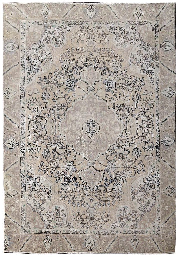 5.10 x 8.9 Vintage Persian Rug Neutrals F-5584