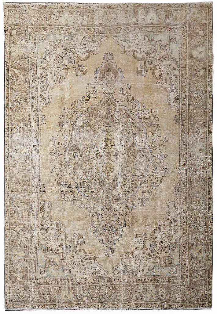 6.3 x 9.6 Vintage Distressed Rug TAUPE Gray #F-5588