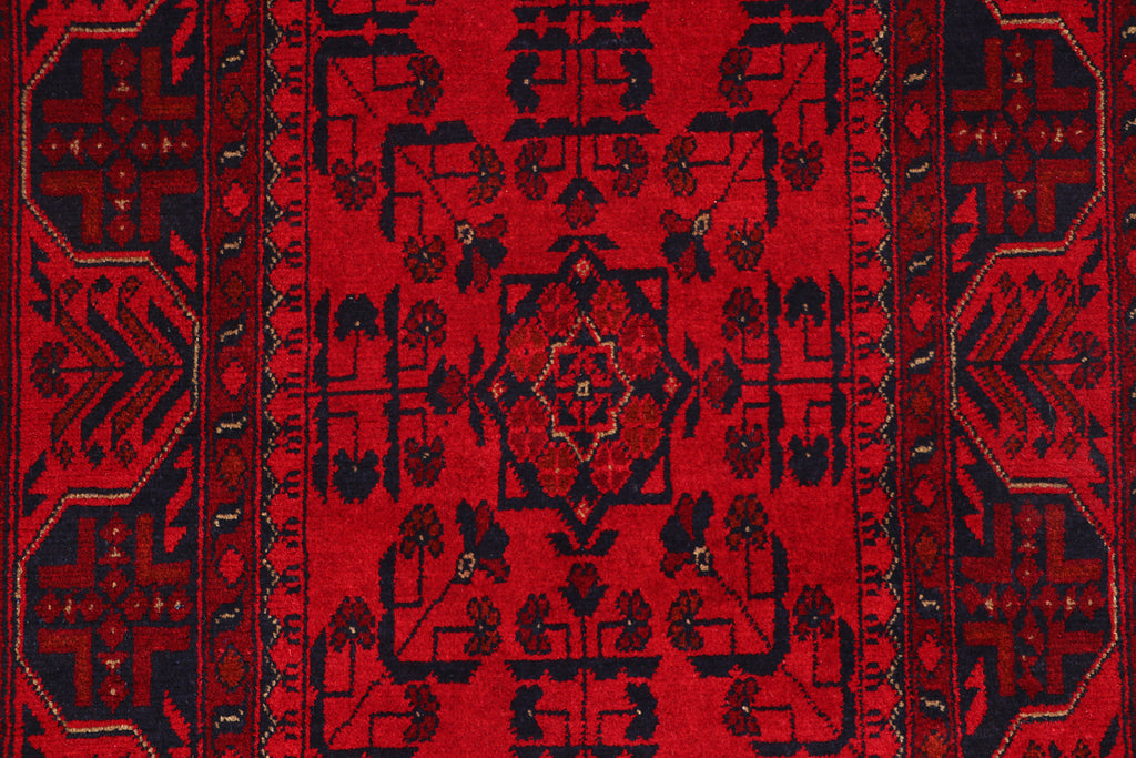 2.9 x 9.7 Dark Red Afghan Khal Mohammadi Rug Ethnic Tribal Rug PK72