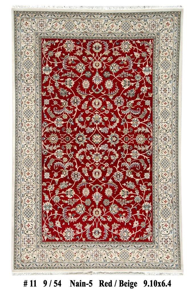 Red Nain Rugs Red 6' x 10' Wool & Silk Nain Rug 70232 | www.bestrugplace.com ...
