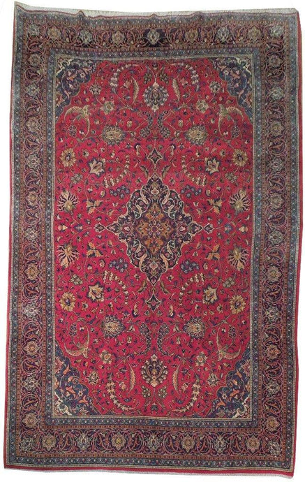 Fascinating 8x13 Authentic Hand Knotted Persian Semi-Antique Kashan Rug - Iran - bestrugplace