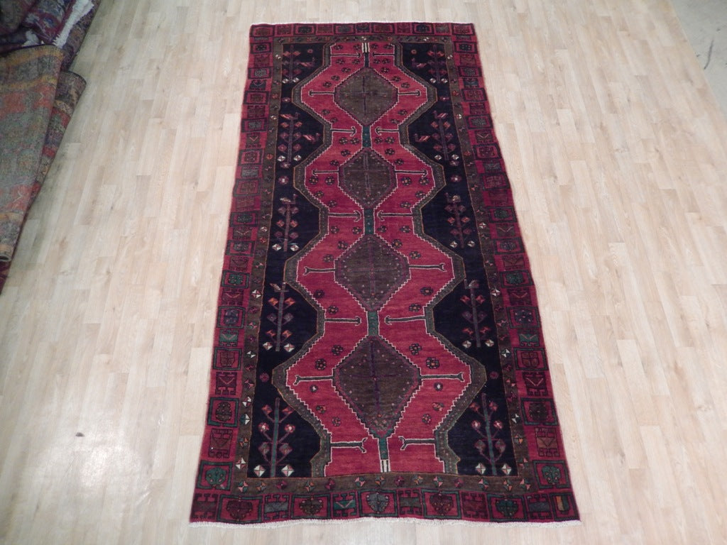 4.9 x 9.4 Red Semi-Antique Persian Hamadan Runner 71741