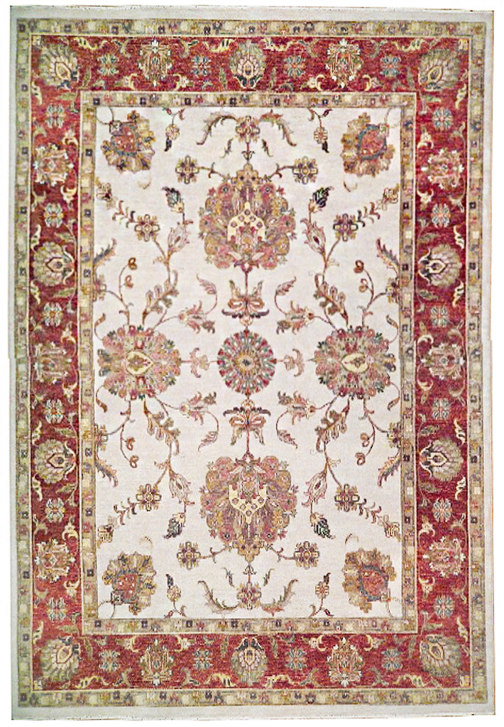 9.5 x 13.3 Ivory Rust Agra Rug Vegie Dyed Natural Wool 71802