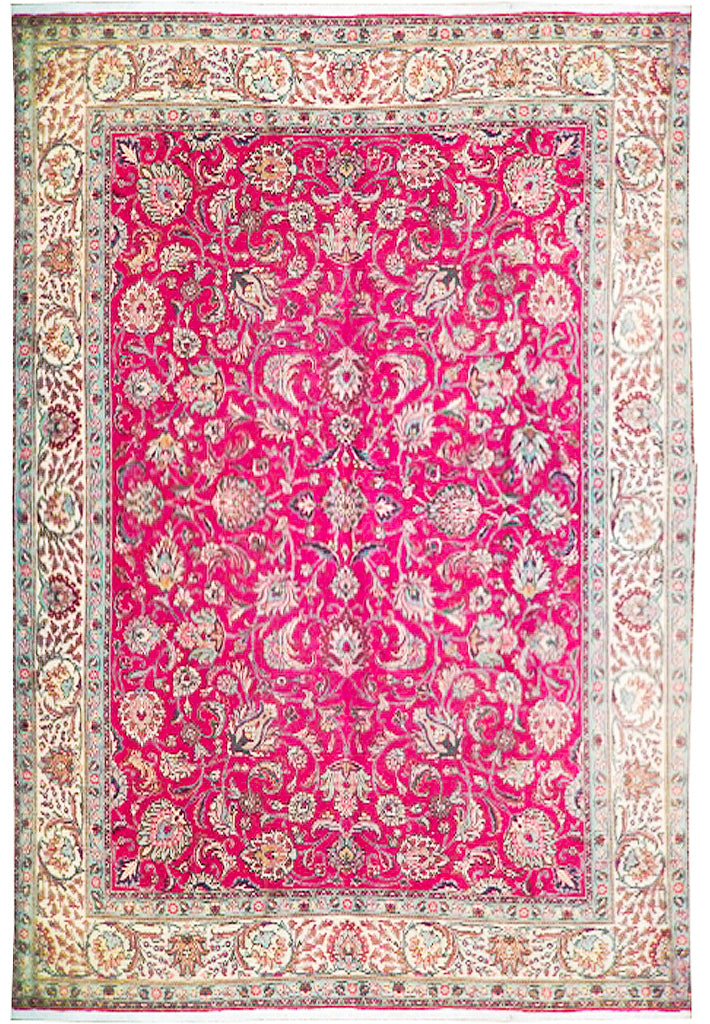 9.5 x 12 Red Semi-Antique Old Persian Kashmar Rug 71812