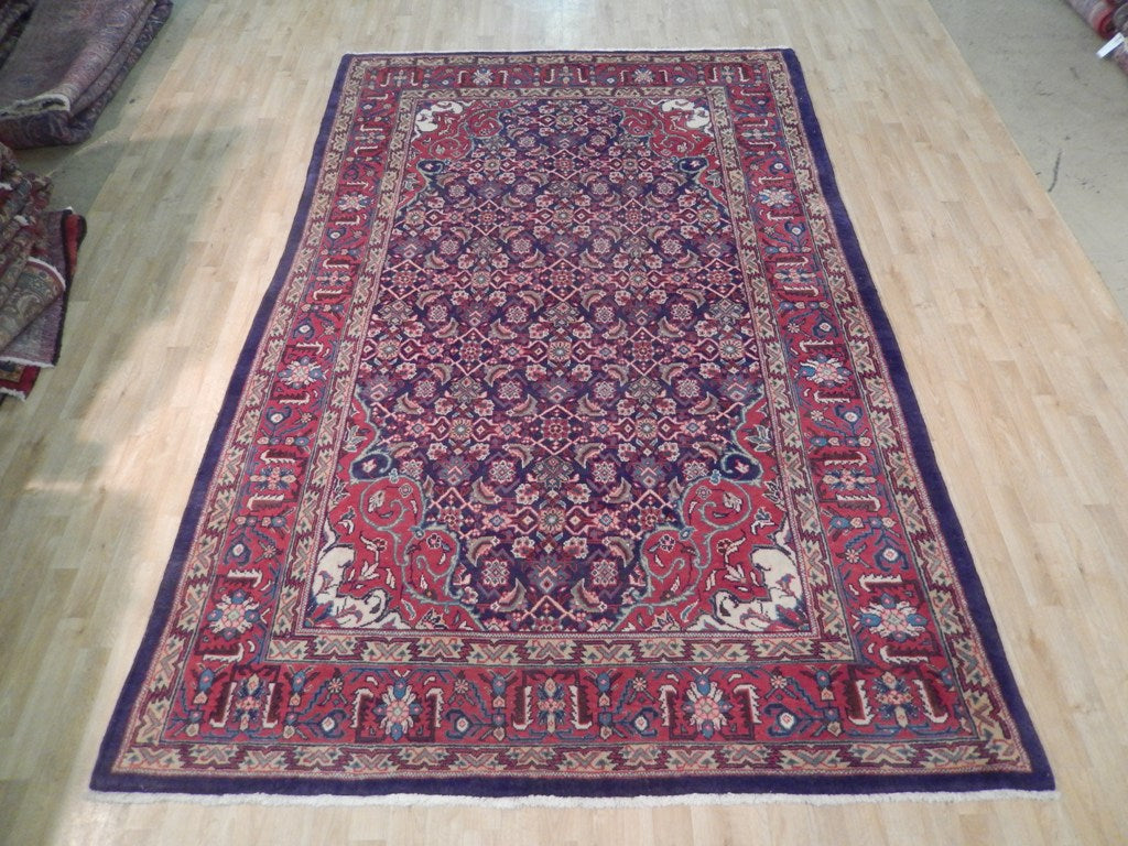 6.10 x 10.10 Navy Blue Semi-Antique Persian Herati Rug #B-72027