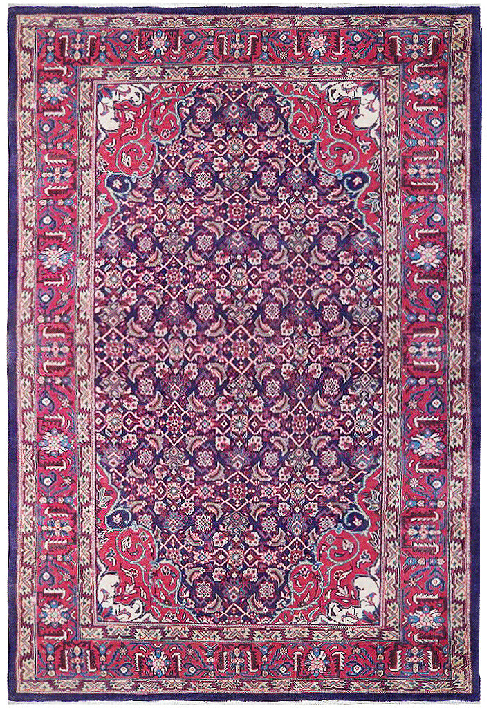 6.10 x 10.10 Navy Blue Semi-Antique Persian Herati Rug #B-72027