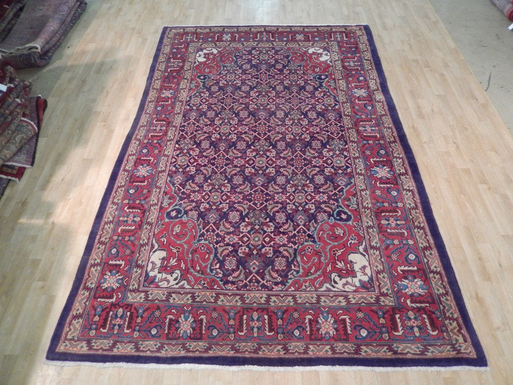6.10 x 10.10 Navy Blue Semi-Antique Persian Herati Rug #B-72027