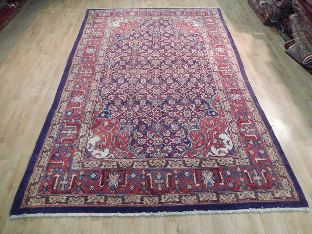 6.10 x 10.10 Navy Blue Semi-Antique Persian Herati Rug #B-72027