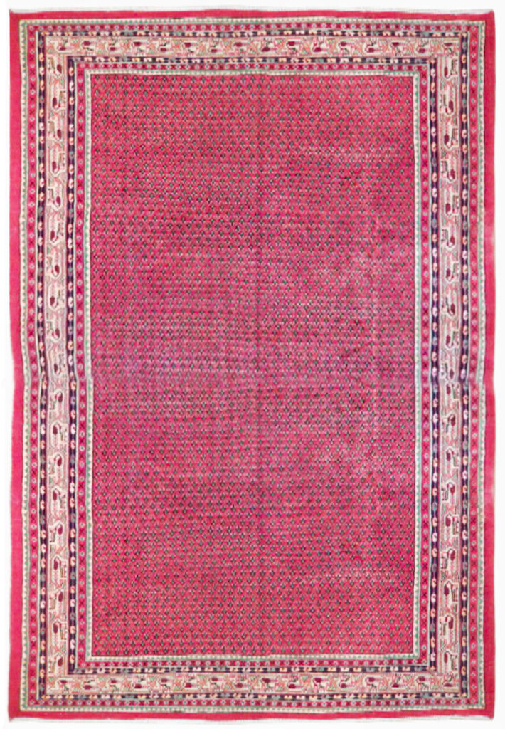 6.11 x 10.9 Red Persian Mir Sarouk Rug 72035