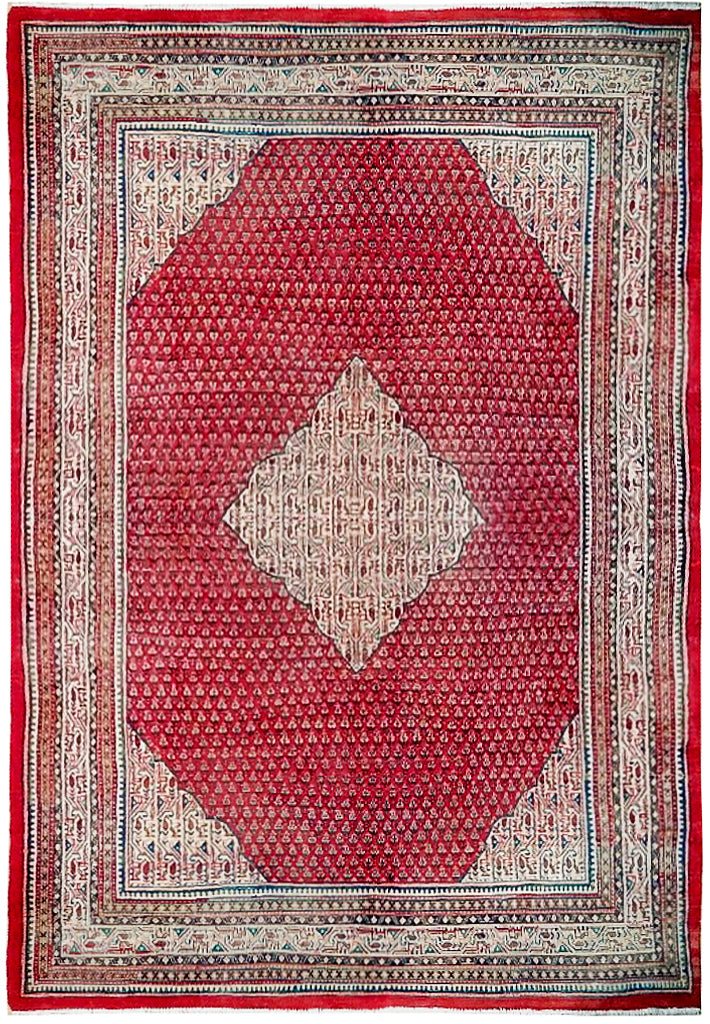 7.2 x 10.10 Red Persian Mir Sarouk Rug 72071