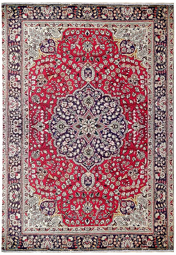 6.8 x 9.11 Red Semi-Antique Persian Sarouk Rug 72097