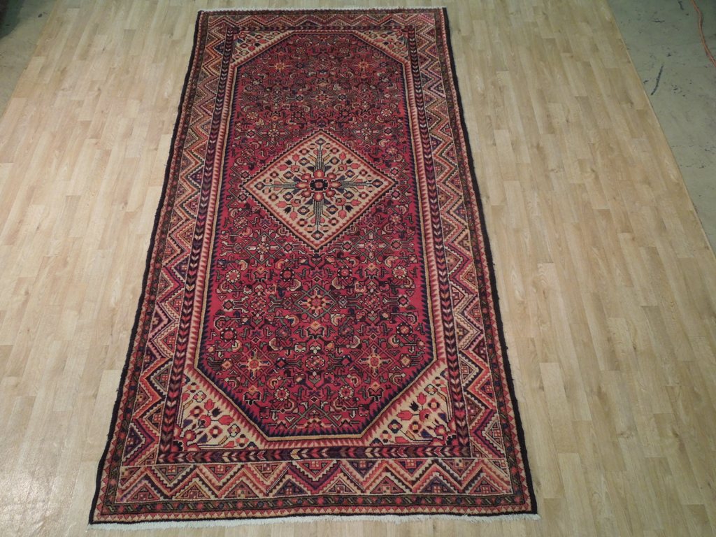 5.4 x 10.3 Maroon Semi-Antique Persian Herati Runner #B-72196