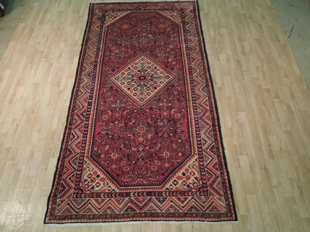 5.4 x 10.3 Maroon Semi-Antique Persian Herati Runner #B-72196