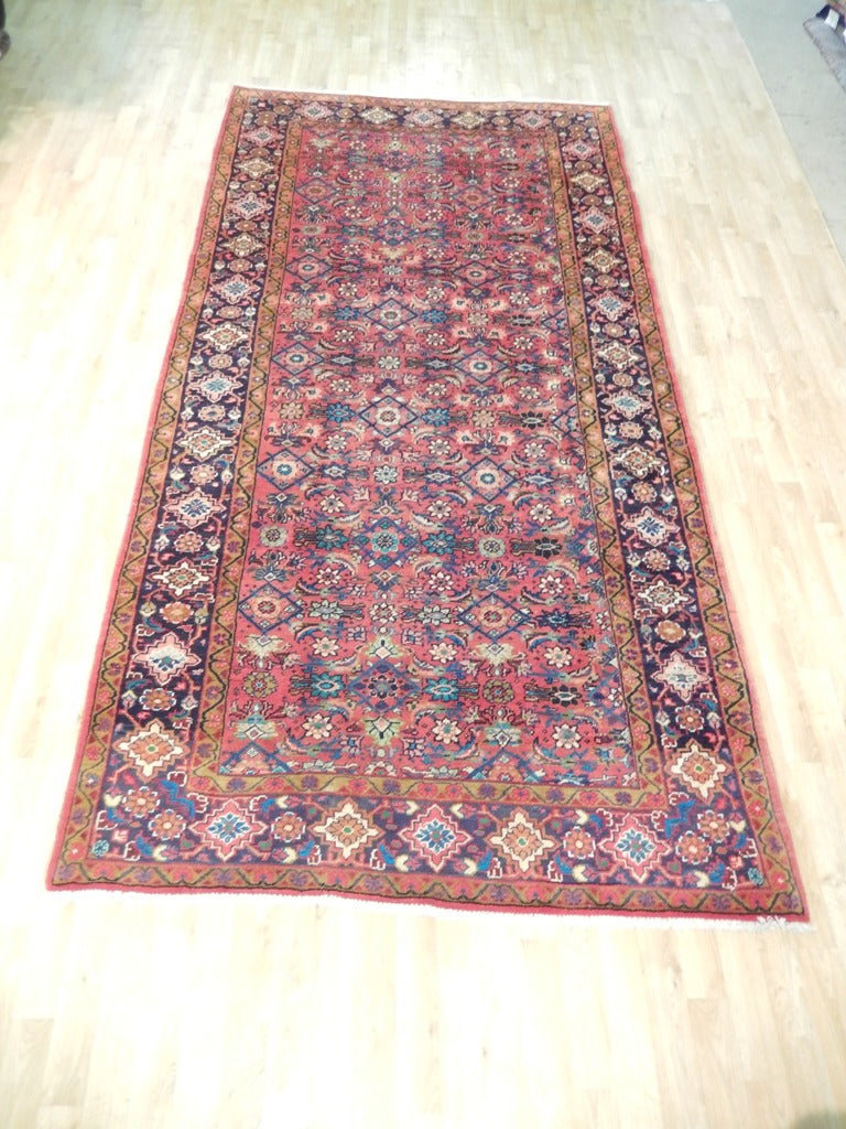 5.4 x 10.7 Red Semi-Antique Persian Herati Runner #B-72265