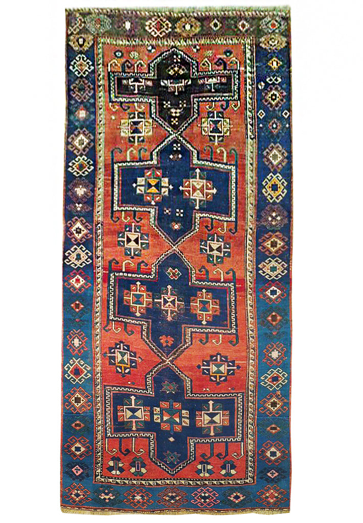 4.6 x 10.7 Orange Semi Antique Caucasian Yuruk Runner 72293