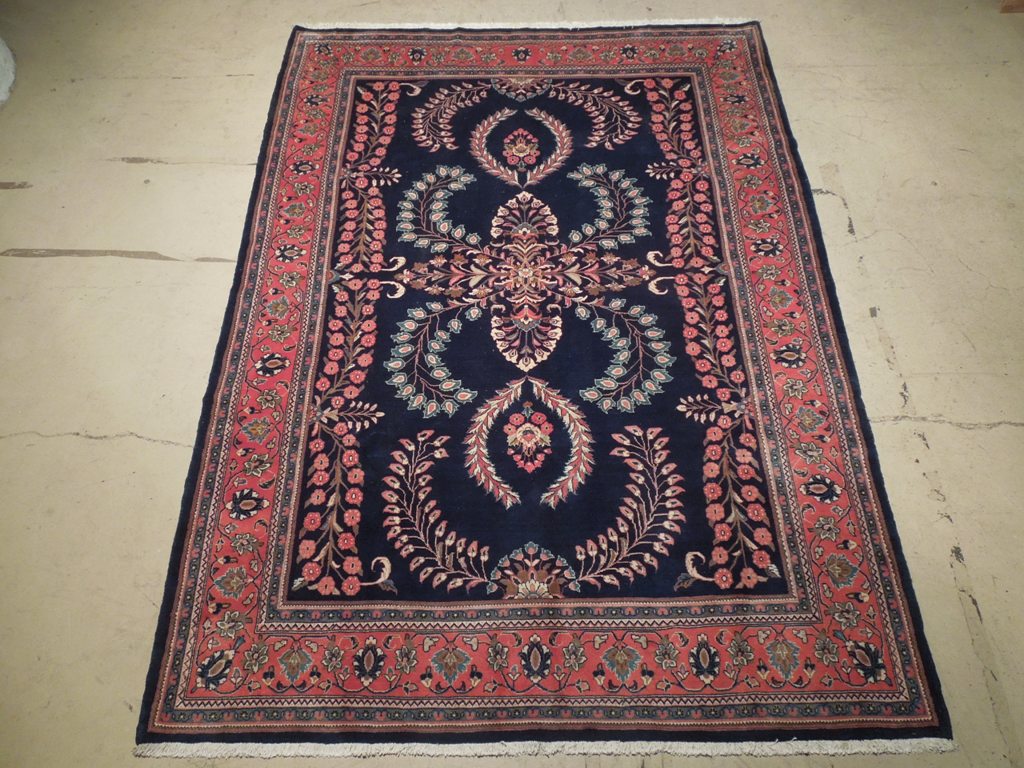 7.2 x 10 Navy Blue Fine Persian Lilihan Sarouk Rug 72317