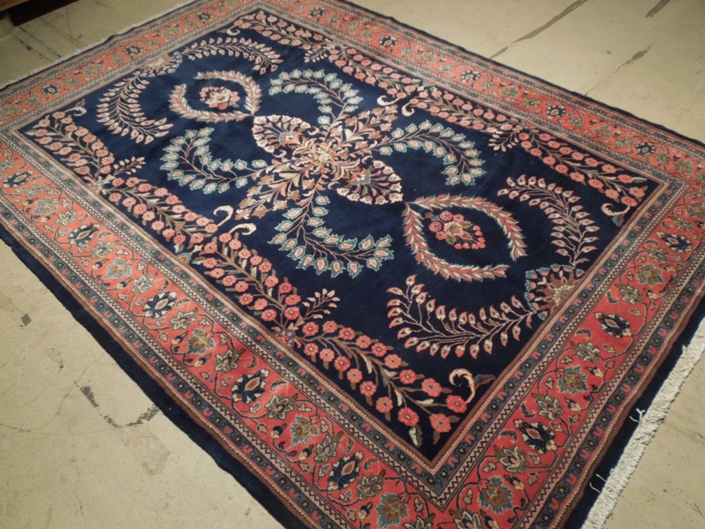 7.2 x 10 Navy Blue Fine Persian Lilihan Sarouk Rug 72317