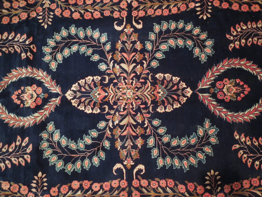 7.2 x 10 Navy Blue Fine Persian Lilihan Sarouk Rug 72317