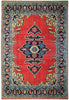 Load image into Gallery viewer, 7 x 10.5 CORAL Red Fine Wool Persian Sarouk Rug 72348