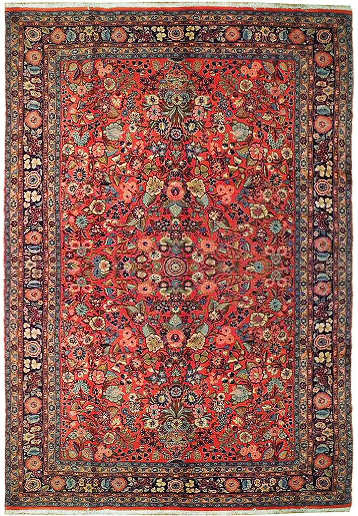 6.10 x 10.8 Peach Salmon Fine Persian Floral Bijar Rug 72364