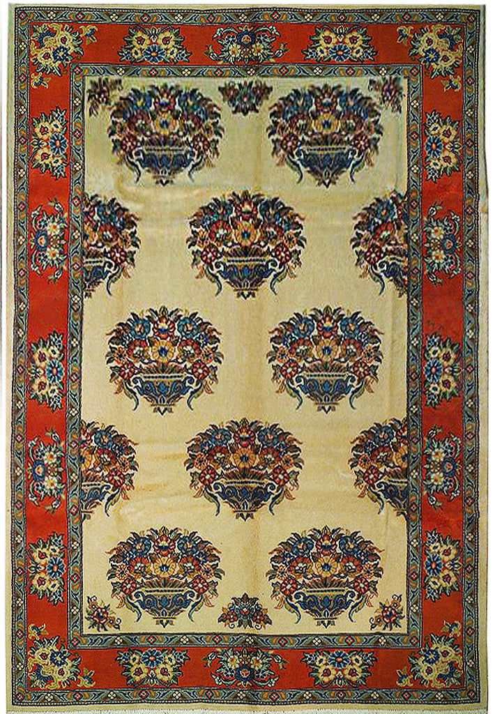 7 x 10 Unusual Persian Botteh Sarouk Rug 72375