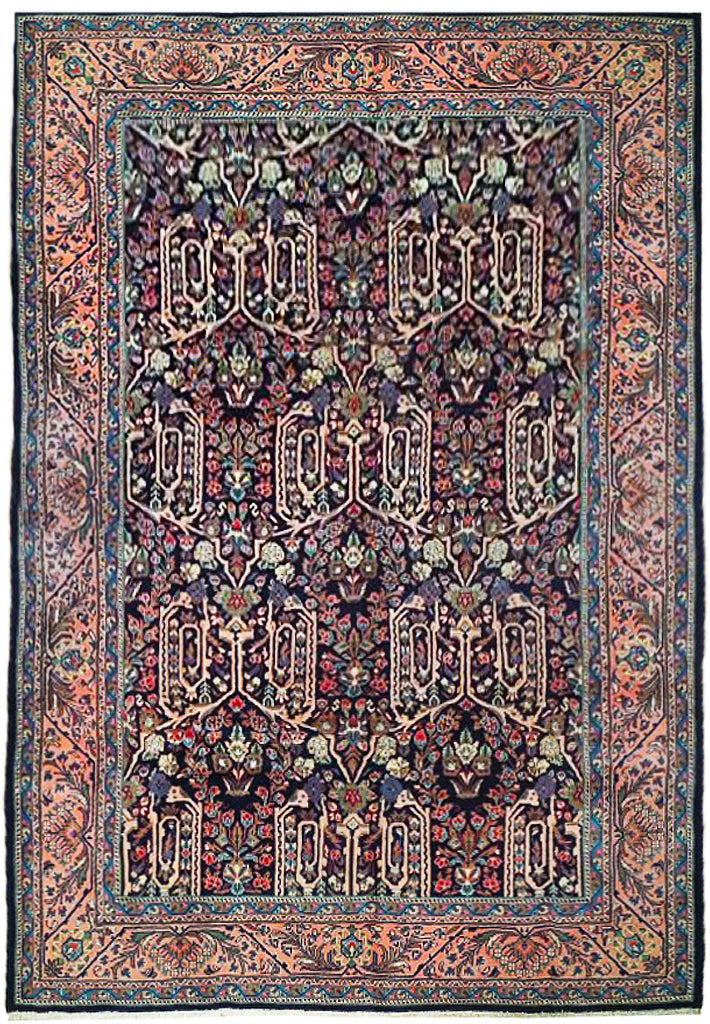 7' x 10' Navy Blue Fine Persian Bijar Rug 72422