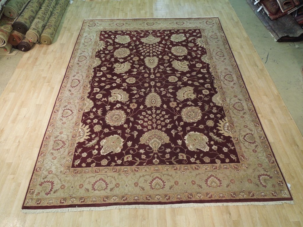 8.4 x 11.4 Dark Maroon Vegetable Dyed Chobi Rug 72477