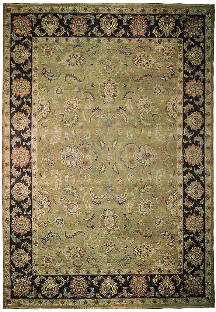 9.1 x 12 Green Vegetable Dyed Chobi Rug #B-72582