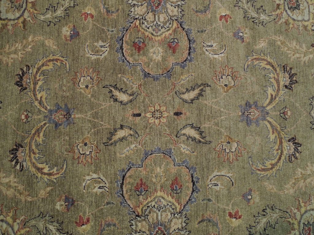 9.1 x 12 Green Vegetable Dyed Chobi Rug #B-72582