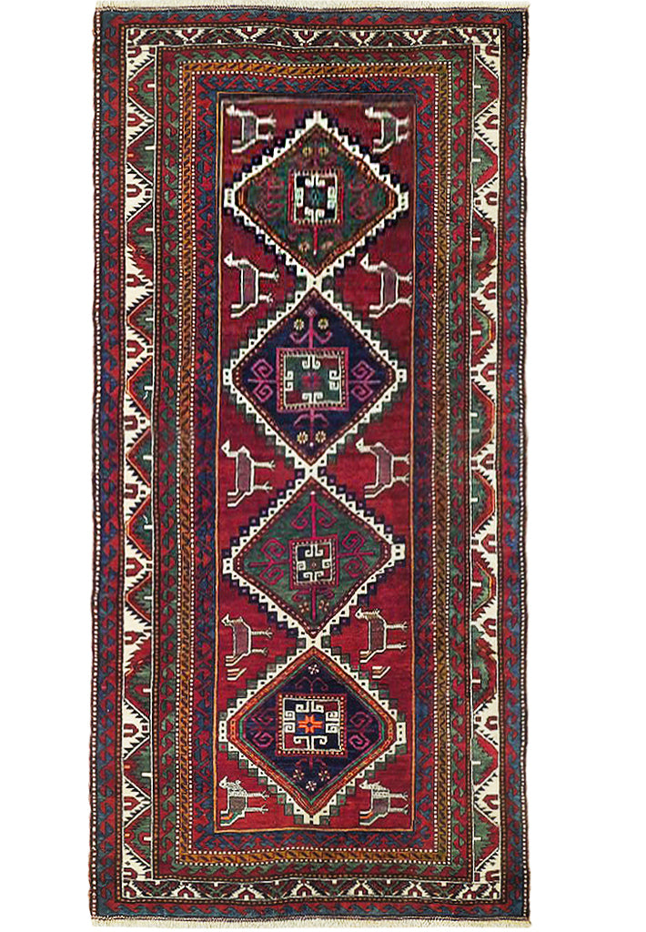 5.10 x 10.5 Semi Antique Russian Kazak Runner GEOMETRIC TRIBAL # 72671