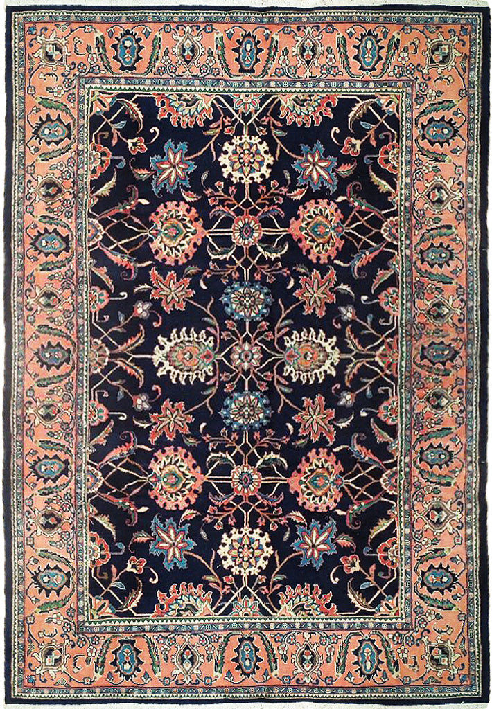 7 x 10.6 Midnight Blue Persian Tabriz Rug 72728