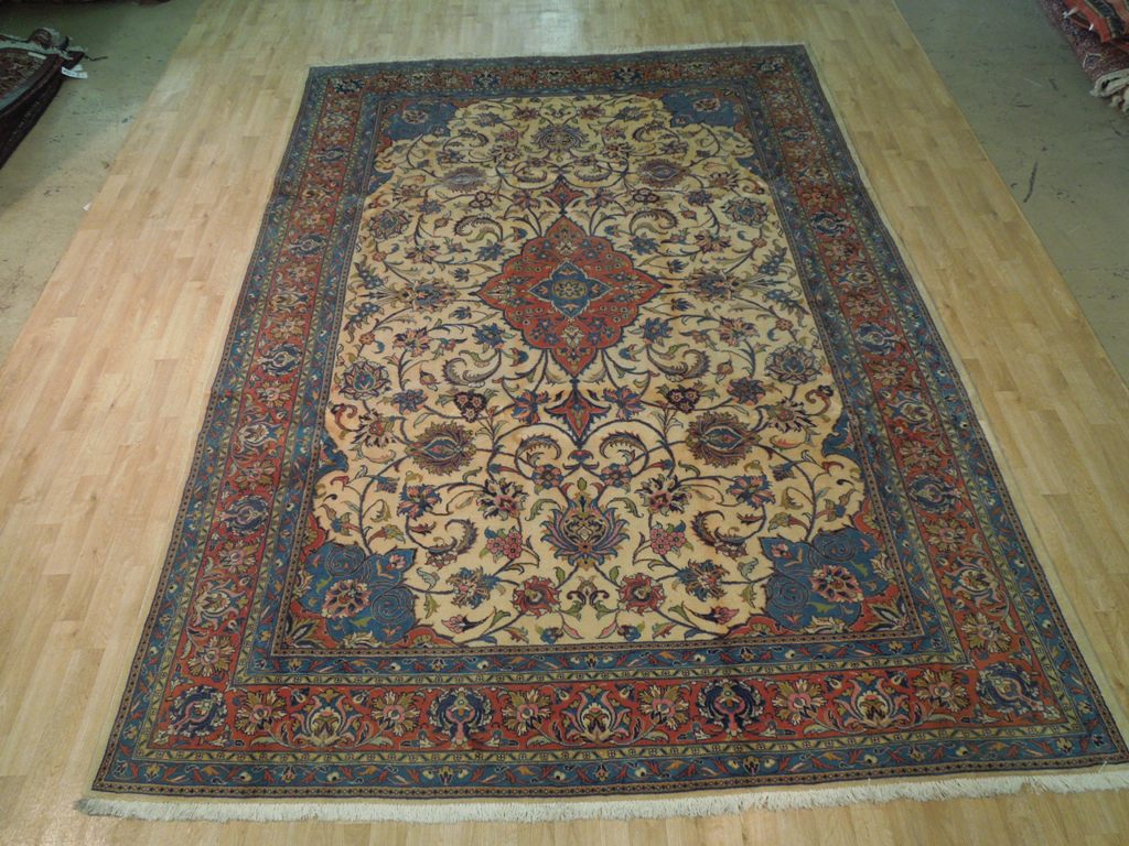 8.2 x 11.8 Ivory Fine Persian Tabriz Rug 72745