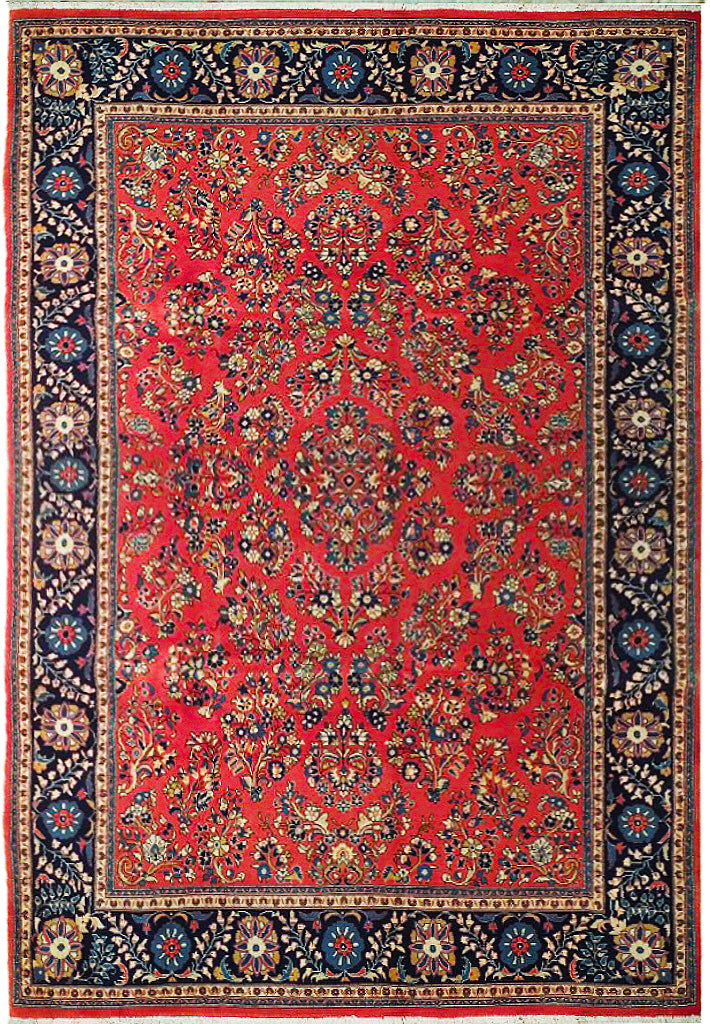 7.3 x 11 Coral Persian Sarouk Rug 72755