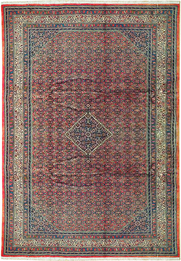 7' x 10' Coral Red Fine Persian Kord Lilihan Bijar Rug 72757