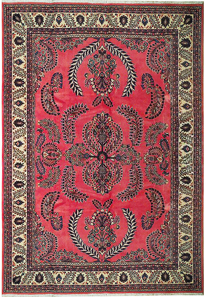 7.2 x 10.7 Salmon Fine Persian Sarouk Rug 72763