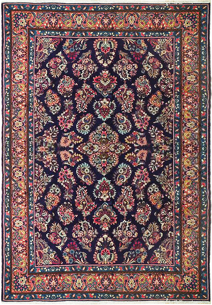 6.8 x 10.6 Navy Blue Fine Persian Sarouk Rug 72764