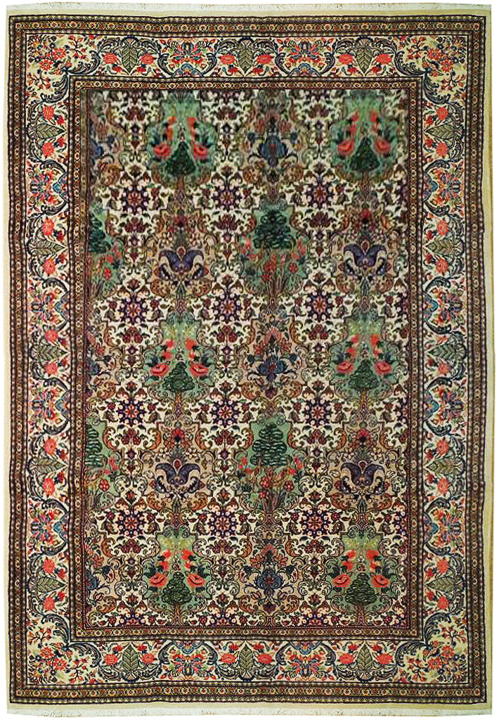 6.8 x 10.4 Multi-Colors Fine Persian Ghom Botteh Rug 72768