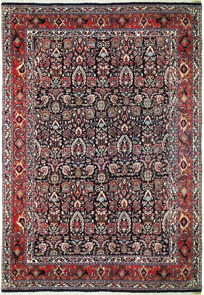 6.7 x 10.2 Fine Quality Persian Floral Bijar Rug BLUE 72773