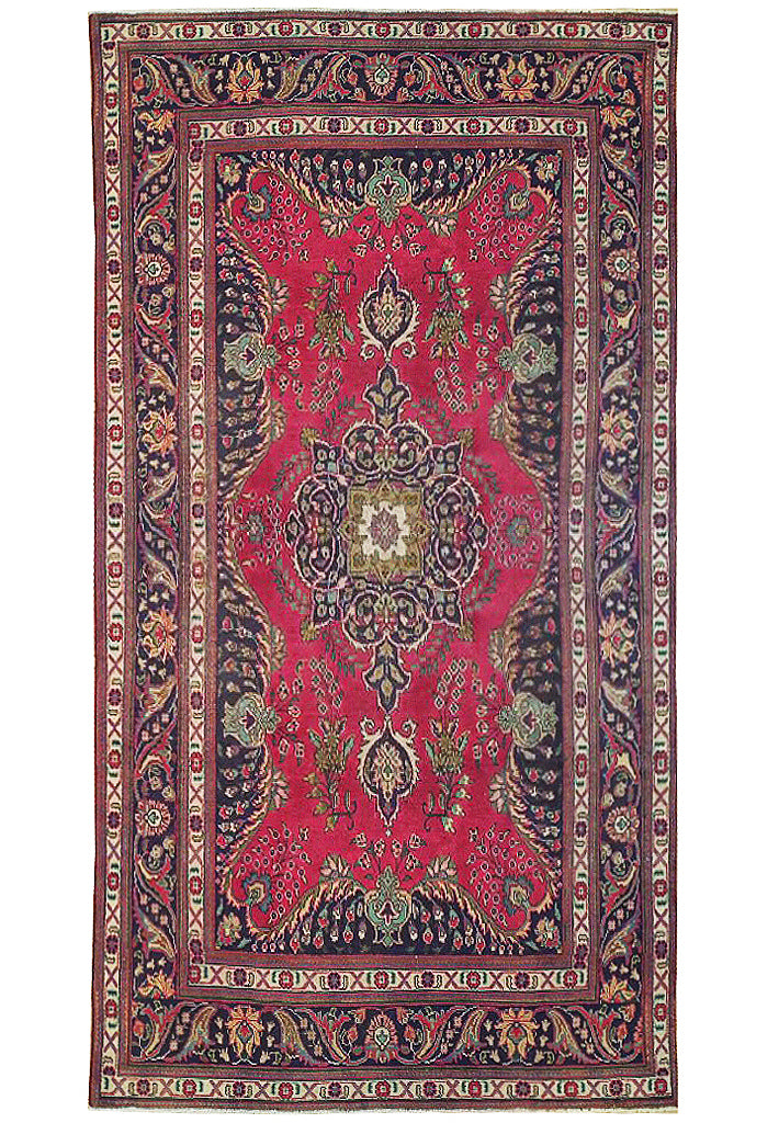 6.7 x 10.3 Red Semi-Antique Persian Tabriz Rug 72797