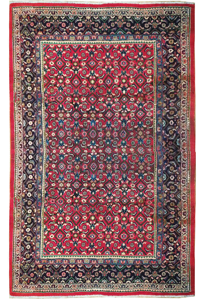 6.6 x 9.6 Red Semi-Antique Persian Tabriz Rug 72813