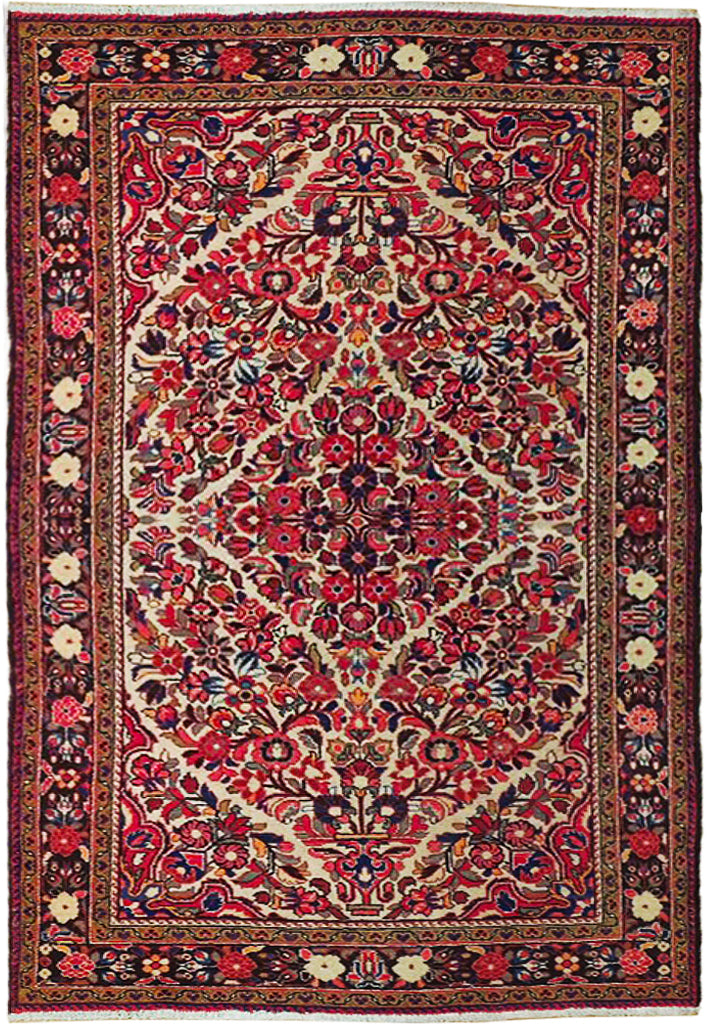 5.3 x 8.7 Red Semi Antique Persian Afhar Rug 72841