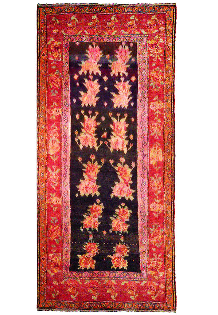 5 x 8.9 Graphite Black Semi Antique Caucasian Kazak Runner 72991