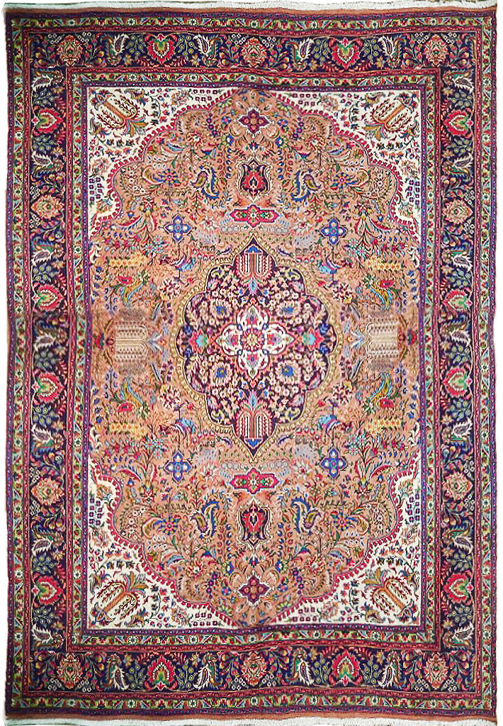 9.5 x 12.10 Honey Color Persian Tabriz Rug 73004