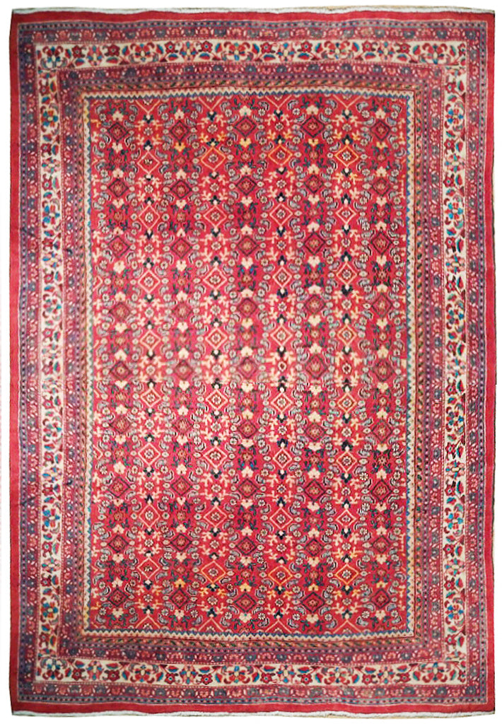 9.4 x 12.6 Semi-Antique Persian Herati ALL OVER DESIGN Mahal Rug 73069